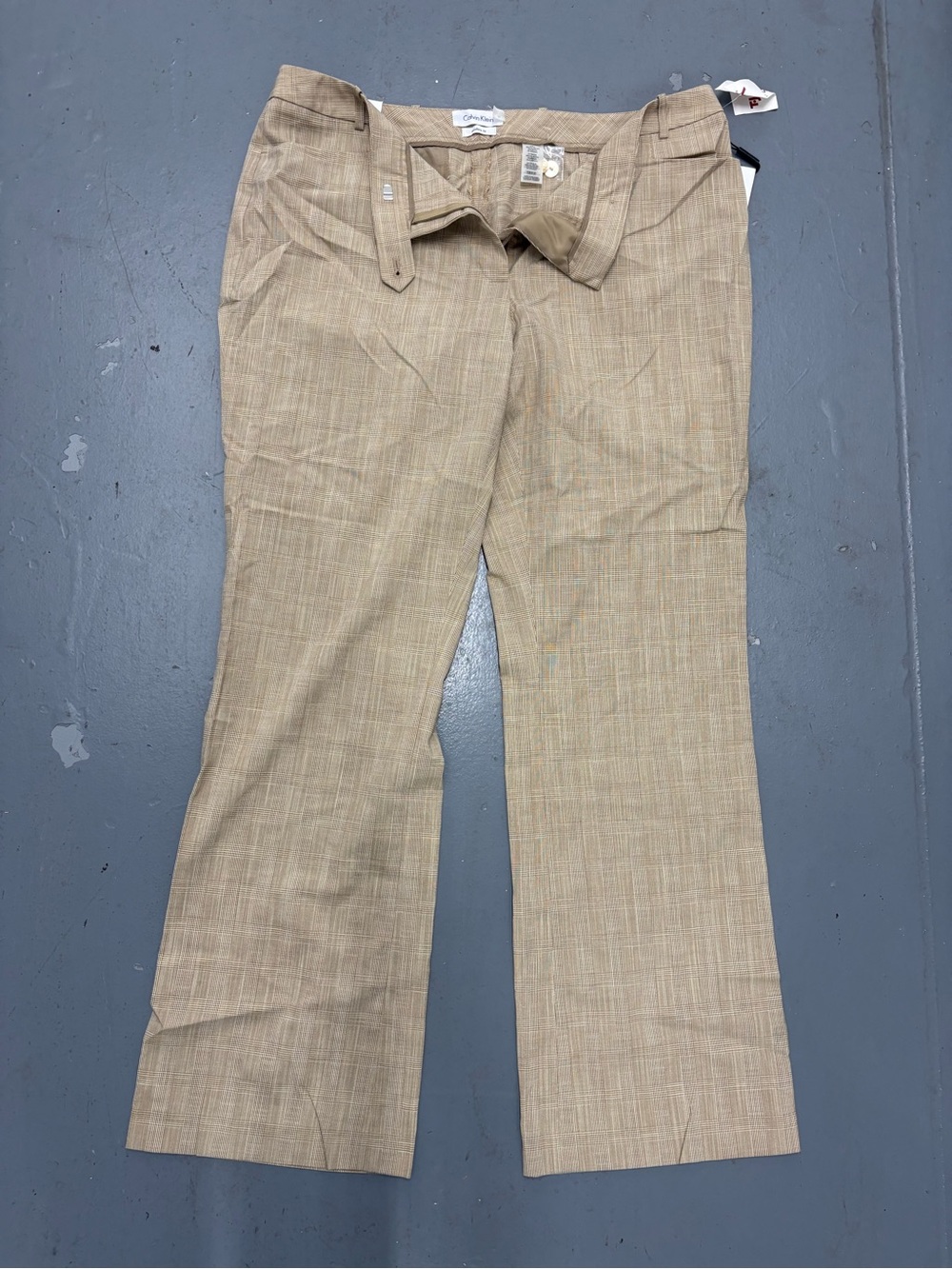 Calvin Klein Beige Plaid Dress Pants